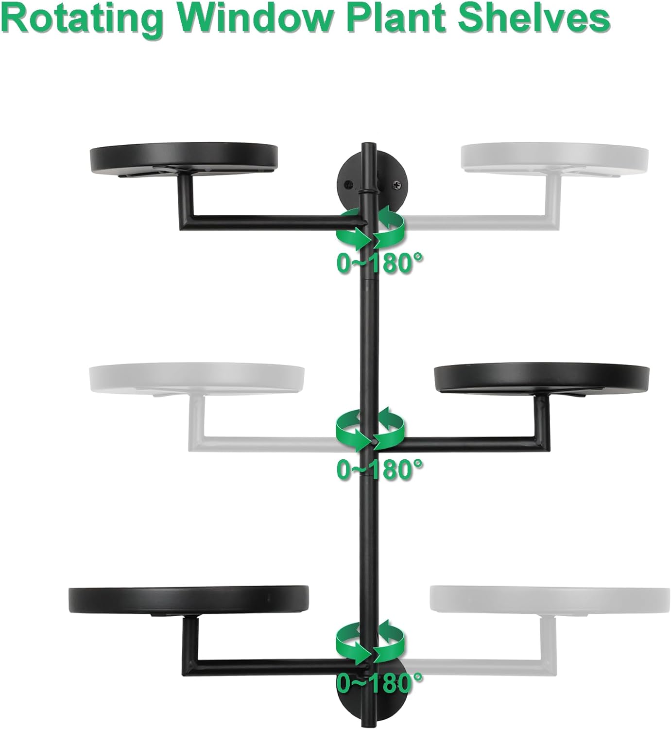 YFFSRJDJ Rotating Window Plant Shelves Indoor, 3-tier Metal Plant Stand, Wall Plant holder, Window Plant Shelf for Multiple Plants indoors, Window Sill Gifts for Plant Lovers to Enhance Home Decor